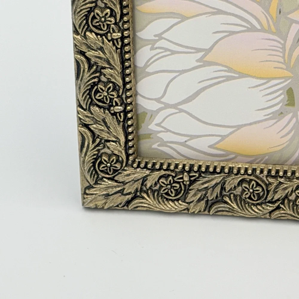 VTG Gold Tone Ornate Double‎ Picture Frame Floral Baroque Hollywood Regency